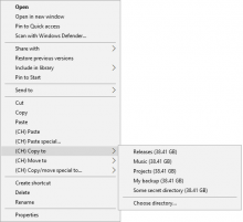 Windows Explorer context menu