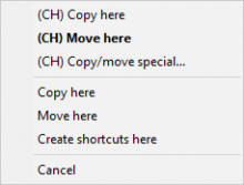Windows Explorer drag and drop menu